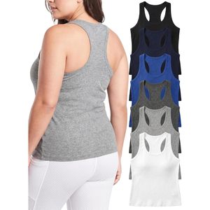 FOXA Women's 100% Cotton <b>Racer</b> <b>Back</b> Tank <b>Tops</b> Ribbed Fabric Breathable Multi Pack For Workout And Everyday Wear - Product Image 1
