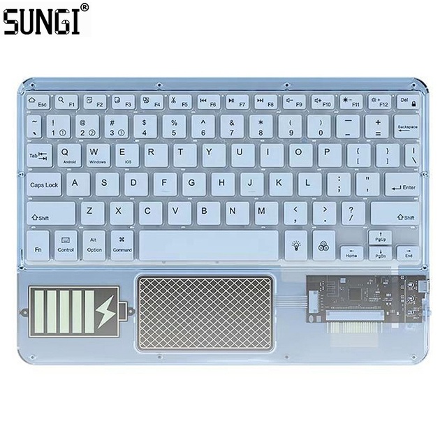 Transparent Keyboard Wireless RGB LED Backlight Ultra Thin Design Portable With Touchpad Mouse for Tablet iPad