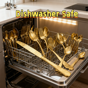 Set di Posate in Acciaio Inossidabile Dorato da 4 Pezzi, Lavabile in Lavastoviglie, Finitura a Specchio, per <span class=keywords><strong>Casa</strong></span> e Ristorante - Product Image 2