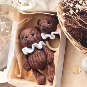 En gros Personnalisé Nouveau-Né Crochet Bébé Ours En Peluche Hochet Animal Bois <span class=keywords><strong>Bain</strong></span> Dentition Mignon Ours Douche Cadeau <span class=keywords><strong>Jouet</strong></span> pour Enfants - Product Image 3