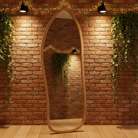 Miroir sur pied pleine longueur avec cadre en bois irrégulier pour la maison, l'hôtel et la villa (vente en gros)