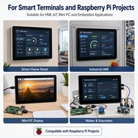 شاشة عرض TFT LCD مقاس 7 بوصات بدقة 800×480 مع شاشة لمس سعوية لـ Raspberry Pi 3 و4، واجهة HMI مدمجة بسطح مضاد للوهج
