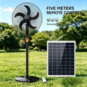 Ventilador de Pie de 16 Pulgadas con Energía Solar, 5 Aspas, Alimentación CA/CC, Batería de Litio Recargable, Motor sin Escobillas, Construcción de ABS y Metal, 10-12 - Product Image 6