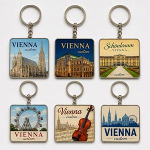 Porte-clés personnalisés en gros de haute qualité, souvenirs de voyage classiques européens, design classique autrichien, porte-clés avec les monuments de Vienne - Product Image 1