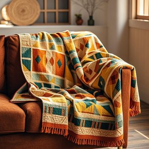 Hot Sale Retro Style <strong>Knitted</strong> Sofa <strong>Blanket</strong> <strong>Multi</strong>-Color <strong>Pattern</strong> Pop Elements Soft Wearable Throw for Home Use