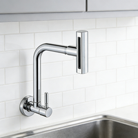 Robinet de cuisine mural monocommande en acier inoxydable chromé pour évier monotrou - Ventes Flash
