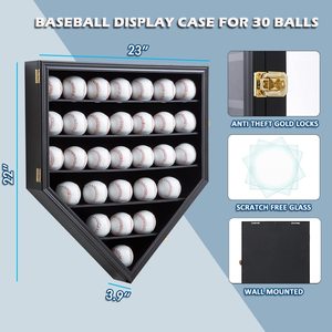 Estuche de marco de exhibición de béisbol Caja de sombra de béisbol con protección UV antidecoloración bloqueable para bolas de autógrafo <span class=keywords><strong>Homerun</strong></span> y coleccionista - Product Image 2
