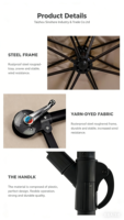 Parasol pliable en tissu Oxford imperméable à double toit en fer robuste de 3 m (pour les salons professionnels et les stations balnéaires, intérieur/extérieur)