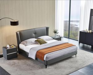 Bedroom Furniture New Design Double <strong>Beauty</strong> Modern King Size <strong>Bed</strong> Leather Luxury Stainless Steel Metal <strong>Beds</strong> for Home - Product Image 3