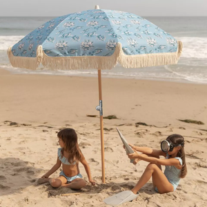 ร่มชายหาดทรงโบโฮสีขาวขนาด 2 เมตร ยี่ห้อ Nissi Custom คุณภาพสูง สำหรับกลางแจ้ง วินเทจ โครงไม้ พับได้ พร้อมพู่ห้อย ตกแต่งสวน - Product Image 4