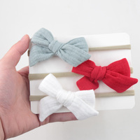 3 Pcs/set Bandeau bébé pour filles Mousseline élastique Coton Nœuds bébé Nylon doux Couvre-chef enfants Accessoires cheveux