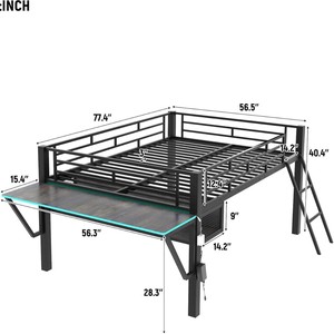 Lit superposé créatif avec bureau intégré pour les chambres à coucher à domicile, lits superposés doubles personnalisables pour les hôtels et les appartements, grande capacité - Product Image 2