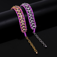 Bracelet de luxe style rétro perlé en zircon rose, chaîne de tennis colorée noire et bleue, bijou cadeau, bracelet de main