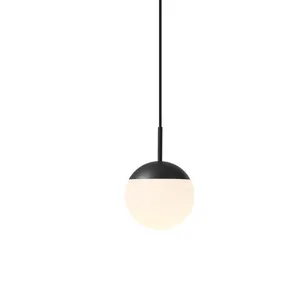 Luminária pendente LED estilo nórdico moderno redondo 4W preta para sala de estar