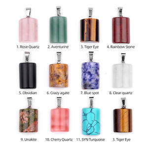 Grosir gaya baru 20MM hijau alami Aventurine mawar kuarsa liontin kalung grosir manik-manik perhiasan dengan silinder liontin - Product Image 2