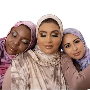 2022 muslim Newest High Quality Soft women cotton jersey modal Beautiful Color tie die hijab for muslin women dubai scarf