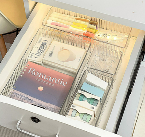 Clear <strong>Plastic</strong> Drawer Organizers Set Bathroom and Vanity Drawer Organizer Trays <strong>Storage</strong> <strong>Bins</strong> for Makeup <strong>Plastic</strong> Drawer Organizer - Product Image 4
