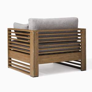 Ensemble de meubles de jardin en bois facile à nettoyer avec chaise longue, parasol et table d'appoint - Product Image 5