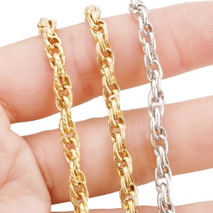 Collier chaîne en acier inoxydable double tressé couleur or unisexe pour usage quotidien, bijoux à fines chaînes décoratives - Product Image 2