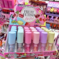 Vente en gros Huile liquide pour les lèvres à la fraise 6 couleurs changeantes Récipient végétalien Rouge à lèvres hydratant Brillant à lèvres Maquillage de fille en vrac