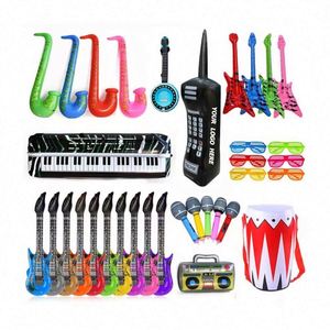 Inflatable Eco-Friendly PVC Guitar Microphone Set-Fun Musical Party Props Silk Screen Printing for Promotional Gifts Stage - Product Image 1