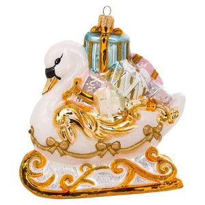 フェスティバルギフトのための動物の白鳥のクリスマスツリーの装飾家の動物の置物ガラスの装飾をぶら下げ環境に優しい - Product Image 2