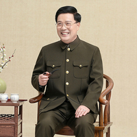 Costume classique rétro vert Zhongshan pour hommes, blazer d'affaires de haute qualité à col montant, veste pour occasions formelles