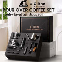 Set Pembuat Kopi Pour Over, Penggiling Manual, Pembuat Busa Susu, Ketel Gooseneck 350ml, Dripper Kaca, Server, Filter, Perlengkapan Seduh Kopi Rumahan, Paket Hadiah
