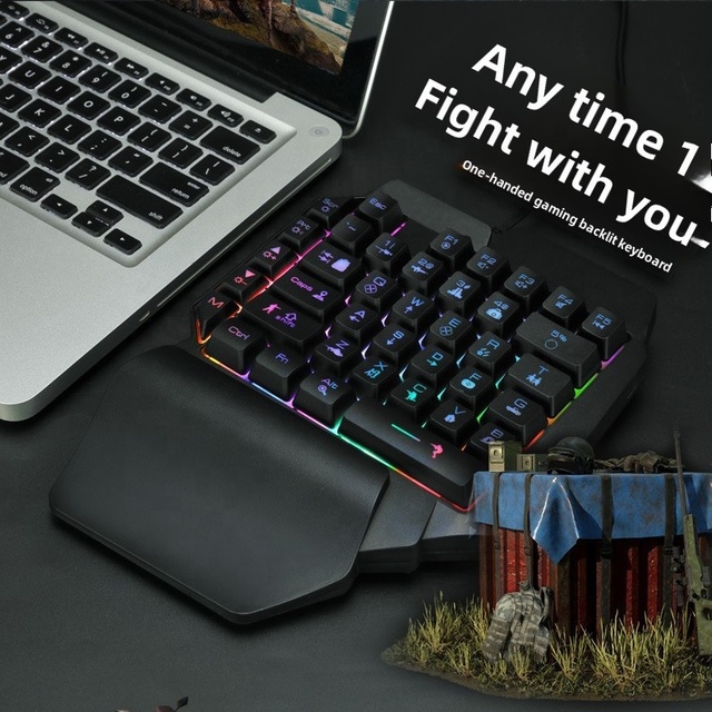 Computer Wired One-Handed Gaming Keyboard Peripherals Waterproof Mixed Light Wrist Support Call Duty Chicken Dinner Gadget
