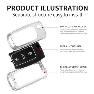 Vente en gros de coques de clés de <span class=keywords><strong>voiture</strong></span> en métal gris, accessoires haut de gamme pour voitures - Product Image 5