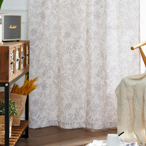 Rideaux en lin mélangé Jinchan pour salon, style campagnard français <span class=keywords><strong>noir</strong></span>, semi-transparents, filtrant la lumière, pour fenêtre de cuisine - Product Image 2