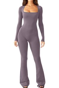 Mono Deportivo Maxfree para Mujer, Cuello Cuadrado, Manga Larga, Pierna Ancha, para Fitness, Ejercicio, Gimnasio, Yoga - Product Image 6