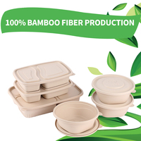 Boîte d'emballage à emporter dégradable à emporter Conteneurs alimentaires Jetable Pâte de bambou écologique Boîte à lunch à compartiments multiples