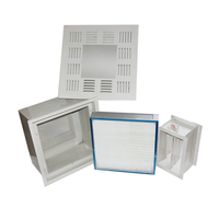 Kit 4 pièces pour boîtier d'alimentation en air HEPA avec réservoir de liquide, comprenant boîtier de plénum, registre d'air, plaque diffuseur et filtre haute efficacité pour salle blanche