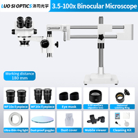 Wide Field Binocular Stereo Microscope 3.5X-100X with WF10X WF20X Eyepieces for Electronics Assembly and Jewelry Work