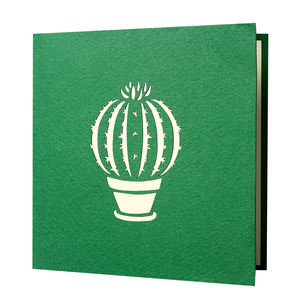Biglietto Pop-up 3D con Cactus in Vaso Fiorito, Arte Creativa in Carta Ecologica Tagliata al Laser, Forma di Fiore Fai-da-Te <span class=keywords><strong>per</strong></span> Natale e <span class=keywords><strong>Compleanno</strong></span> - Product Image 5
