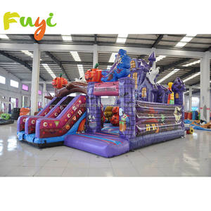 Maison de rebond hantée Offres Spéciales Halloween avec <span class=keywords><strong>toboggan</strong></span> à double face Vente directe d'usine gonflable - Product Image 3