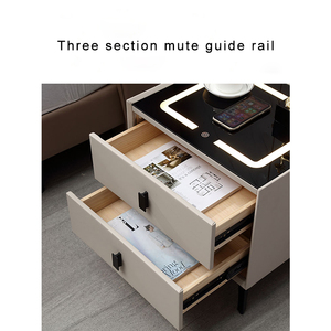 2022 <strong>Smart</strong> Bedroom <strong>Furniture</strong> 3 Light Glass Top USB Wireless Charger Music Solid Wooden Night Stand Bedside Table with Drawer - Product Image 3