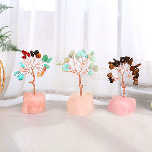 Wholesale Natural Stones Gemstones Lucky <b>Trees</b> Rose Quartz Raw Stone Bases Crystal <b>Trees</b> for Feng Shui Decoration - Product Image 6