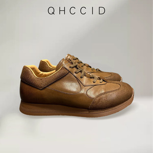 Chaussures de sport classiques en cuir pour hommes, couleur café, talon bas, à lacets, pour usage quotidien - Product Image 4