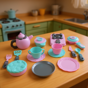 Mini Kitchen Dish Play <b>Set</b> for Kids Pretend Cooking and <b>Tea</b> <b>Party</b> Mesh Packed - Product Image 2