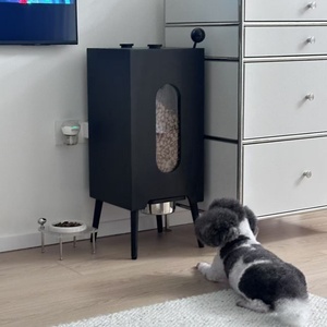 Dispenser Automatico Premium Nero Opaco per Cibo Cani e Gatti, Grande Capacità, Impermeabile, Anti-umidità, con Ciotola Artigianale da 20 libbre - Product Image 5