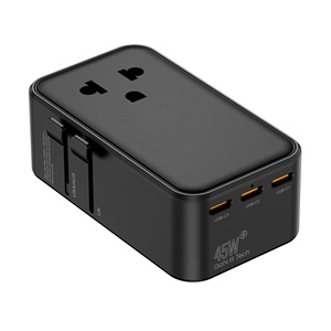 Adaptor Daya Perjalanan Internasional Worldplug PD 45W 2 USB C 2 USB A Ultra Tipis <span class=keywords><strong>Universal</strong></span> untuk US ke Eropa UK AUS - Product Image 1