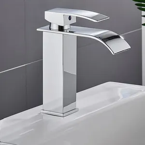 304 Stainless Steel Black/Chrome Waterfall Hot And Cold Water Bathroom Wash Basin Mixer Faucets Mixer Tap