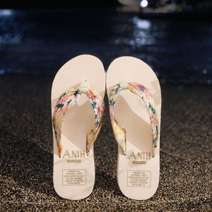 Sandales en satin à imprimé bronzé, tongs de plage économiques en EVA à <span class=keywords><strong>talon</strong></span> compensé pour femme - Product Image 6