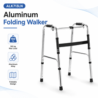 Déambulateur pliable léger pour personnes âgées et handicapées avec cadre en aluminium réglable en hauteur, capacité de 100 kg, pour les soins à domicile