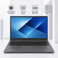 Ordinateur portable 15,6 pouces FHD IPS flambant neuf avec processeur Intel AMD A9-9400 2C2T, 8 Go de RAM, 256 Go de SSD, Windows 11, pour les entreprises et l'éducation