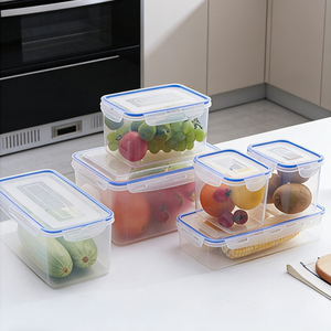 Boîtes de conservation <span class=keywords><strong>alimentaire</strong></span> en plastique, boîte de rangement pour réfrigérateur avec couvercle hermétique, contenants empilables pour congélateur, rectangulaires - Product Image 6
