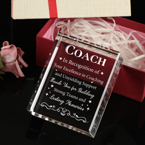 Custom K9 Crystal Coach Award Block Laser Engraved Rectangular Recognition Plaque Souvenir Gift - Product Image 2