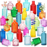 Vase à fleurs miniature en verre à relief Art Déco moderne, centre de table de mariage, décoration intérieure, écologique et durable